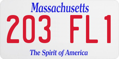 MA license plate 203FL1