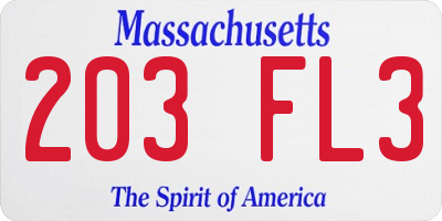 MA license plate 203FL3