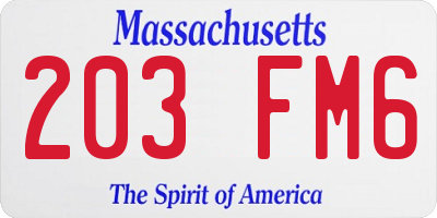 MA license plate 203FM6