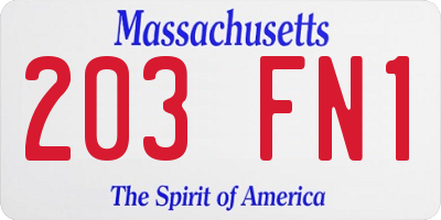 MA license plate 203FN1
