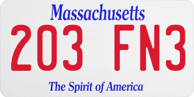 MA license plate 203FN3