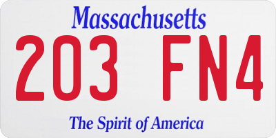 MA license plate 203FN4