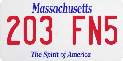 MA license plate 203FN5