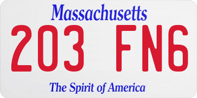 MA license plate 203FN6