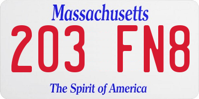 MA license plate 203FN8