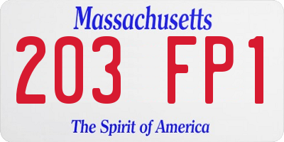 MA license plate 203FP1
