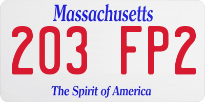 MA license plate 203FP2