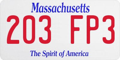 MA license plate 203FP3