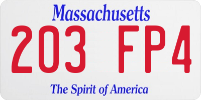 MA license plate 203FP4