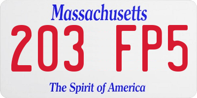 MA license plate 203FP5