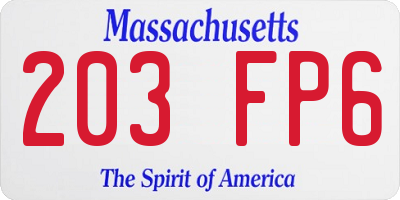 MA license plate 203FP6