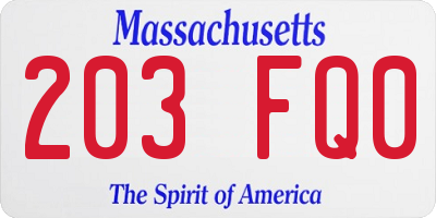 MA license plate 203FQ0