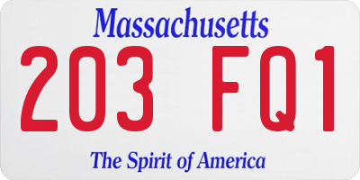 MA license plate 203FQ1