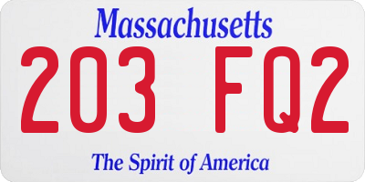 MA license plate 203FQ2