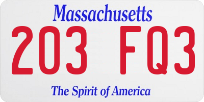 MA license plate 203FQ3