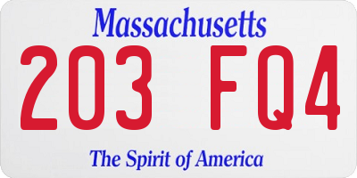 MA license plate 203FQ4