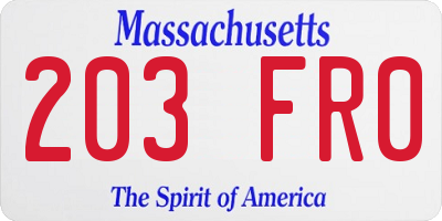 MA license plate 203FR0