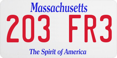 MA license plate 203FR3