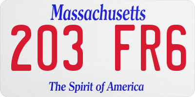 MA license plate 203FR6