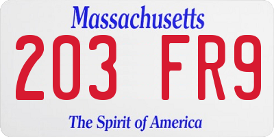 MA license plate 203FR9