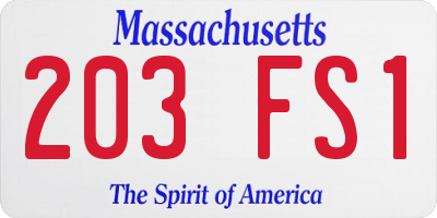 MA license plate 203FS1