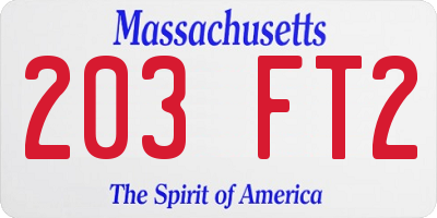 MA license plate 203FT2