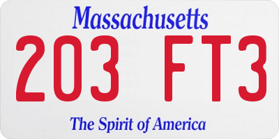 MA license plate 203FT3