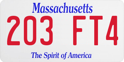 MA license plate 203FT4