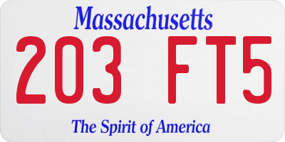 MA license plate 203FT5