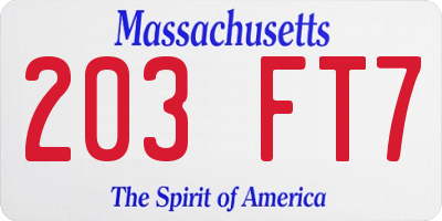 MA license plate 203FT7