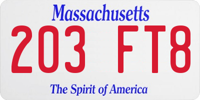 MA license plate 203FT8