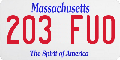 MA license plate 203FU0