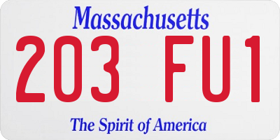 MA license plate 203FU1