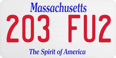 MA license plate 203FU2