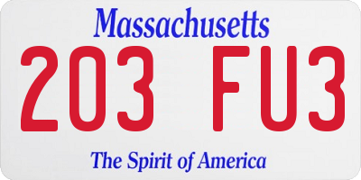 MA license plate 203FU3