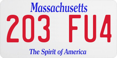 MA license plate 203FU4