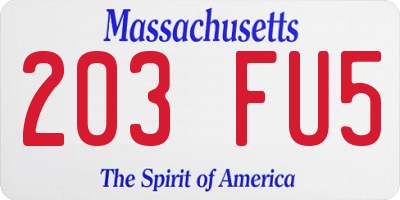 MA license plate 203FU5