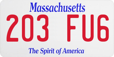 MA license plate 203FU6