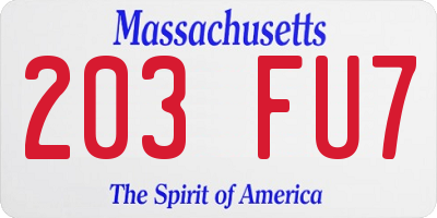 MA license plate 203FU7