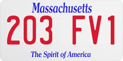 MA license plate 203FV1