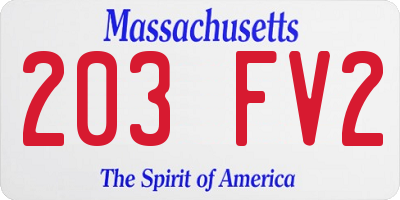 MA license plate 203FV2
