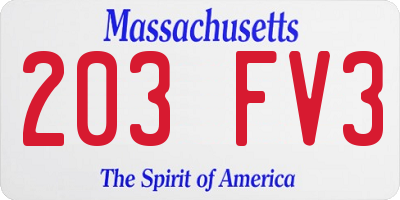 MA license plate 203FV3