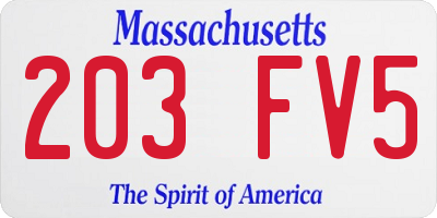 MA license plate 203FV5