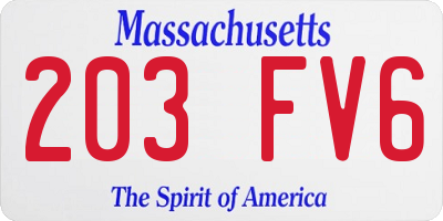 MA license plate 203FV6