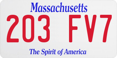 MA license plate 203FV7