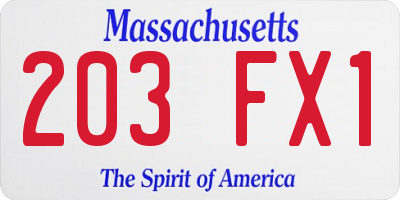 MA license plate 203FX1