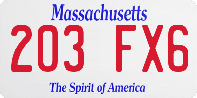 MA license plate 203FX6