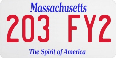 MA license plate 203FY2