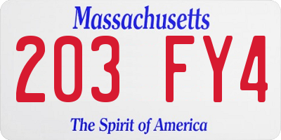 MA license plate 203FY4
