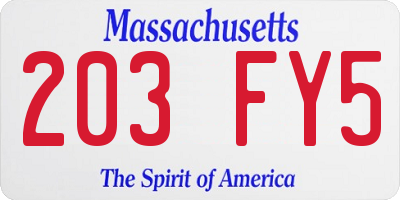 MA license plate 203FY5